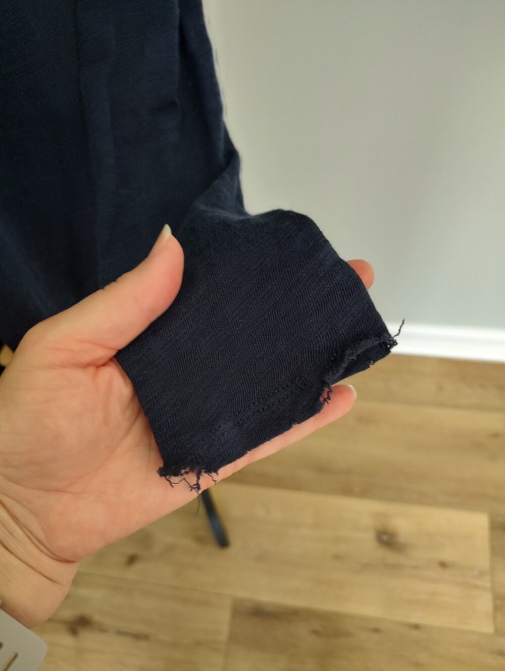 ATM Slub Jersey Destroyed Wash Distressed Hem Navy Blue Long Sleeve Shirt M - Picture 7 of 16
